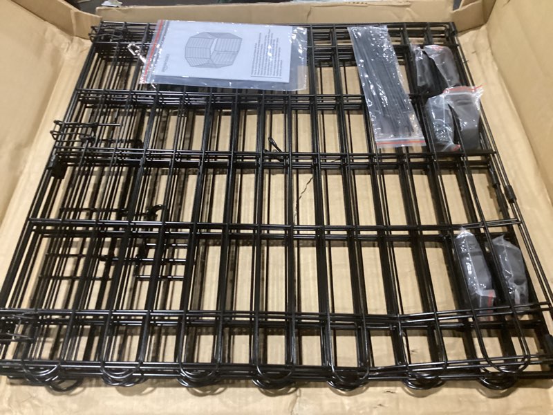 Condition photo showing New/Like New for Amazon Basics Foldable Octagonal Metal Exercise Puppy / Dog Playpen - Indoor/Outdoor, Single Door, Extra Small (8 Panels, 24 x 24), Easy to assemble and store, 24" - Puppy, Black Single Door 24"H