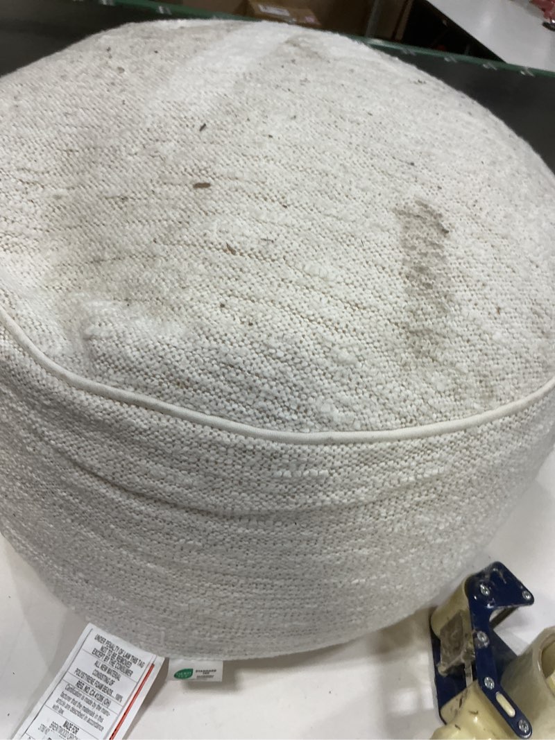 Condition photo showing As Is for higogogo pouf ottoman stuffed round modern foam filled foot rest poufs for living room chair decorative 26 x 18 inches boho relax stool for wedding christmas party, beige beige 26 inch