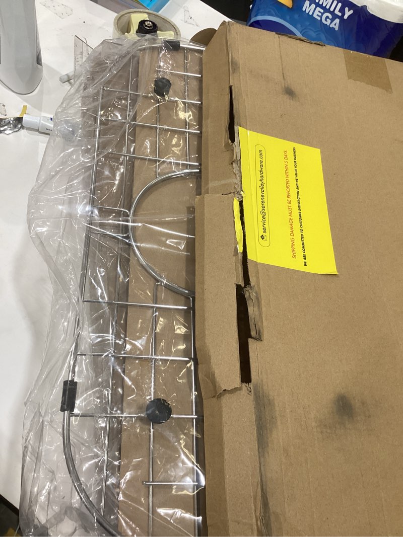 Condition photo showing Good Condition for serene valley sink bottom grid 19-1/16" x 13-5/8”, rear drain with corner radius 3-1/2", sink protector nlw1914r