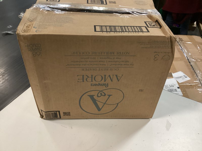 Condition photo showing New/Like New for pampers amore, size 3 (13-26 lbs), 168 count, our best diaper – hypoallergenic & fragrance free, up to 100% leakproof, soft as cashmere size 3 168