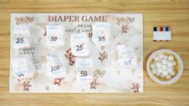 Threan Woodland Animal Funny 61 Pcs Baby Shower Board Diaper Games Boy Girls Hilarious Gender Reveal
