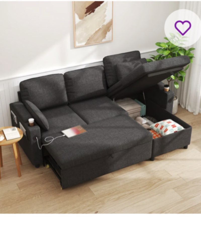 sofa bed sleeper with reversible storage chaise,pull out sofa bed for apartment living room incomplete 