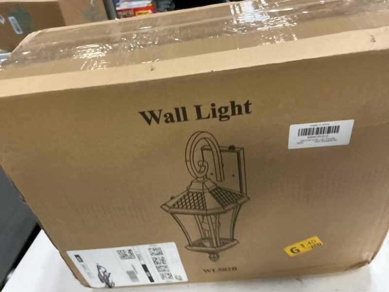 Condition photo showing New/Like New for ysn 2 pack dusk to dawn outdoor light fixture wall mount porch lights weather resistant exterior sconce light, waterproof wall lantern for porch, garage, backyard, walkway, e26 socket, black black 16inch-dusk to dawn(hardwired)-2pack