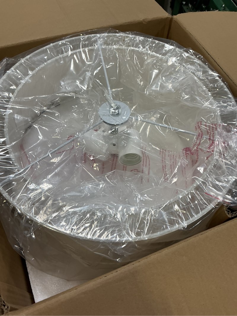 Condition photo showing Good Condition for 16" Semi Flush Mount Ceiling Light Fixture,Modern Close to Ceiling Light, 3-Lights Gold Drum Ceiling Light with Linen Fabric Shade for Bedroom Living Dining Room Hallway Entryway Foyer