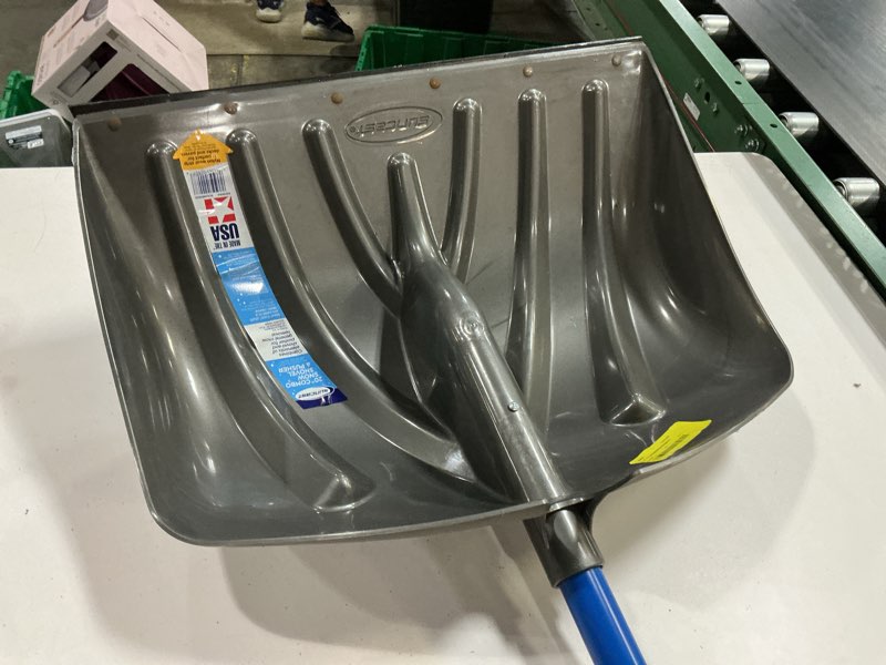 Condition photo showing As Is for suncast 20" steel core combo snow shovel