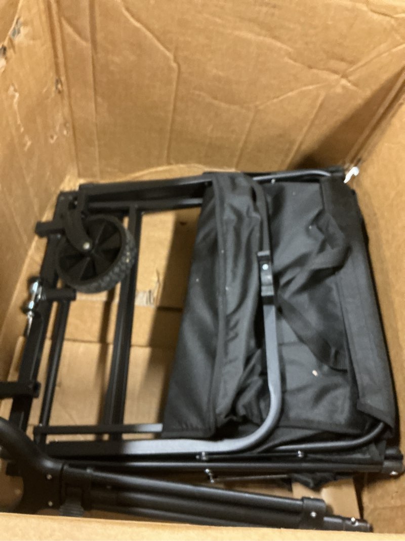 Condition photo showing As Is for Collapsible Wagon 220 lbs, Heavy Duty Wagon Carts Foldable, Portable Wagons for Groceries, Beach Cart with All-Terrain Wheels & Drink Holders, Utility Wagon for Shopping, Sports, Camping, Black