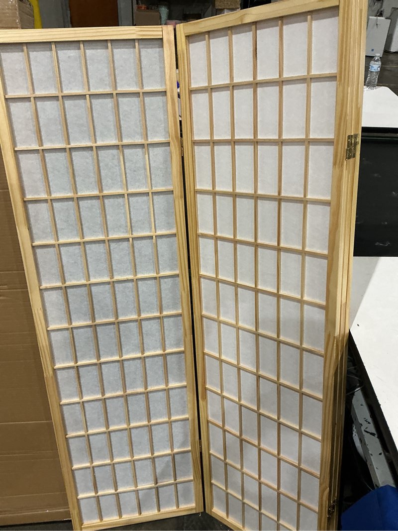 Condition photo showing Good Condition for gtu furniture japanese style 4 panels wood shoji room divider screen oriental for home/office (natural)