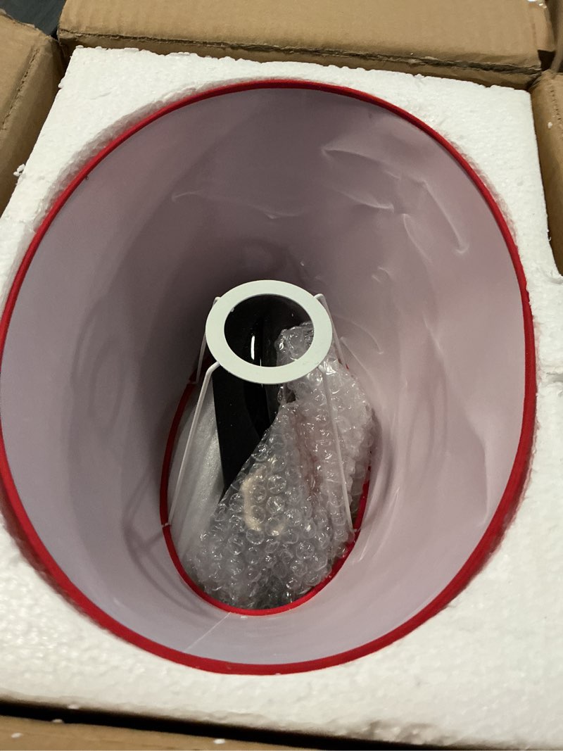 Condition photo showing Good Condition for red modern table lamp, ceramic desk lights with linen shade led bedroom bedside light living room office desk night lantern 14.8inch american desktop light for home, e26 base 60w 110v modern-ceramics
