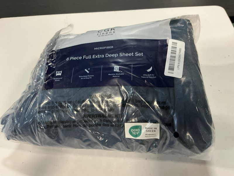 Condition photo showing Good Condition for extra deep full sheet set - 6 piece breathable and cooling sheets - hotel luxury bedding for women, men, kids & teens - easy secure fit - soft, wrinkle free and comfy - extra deep pockets - navy blue 18 - navy blue full