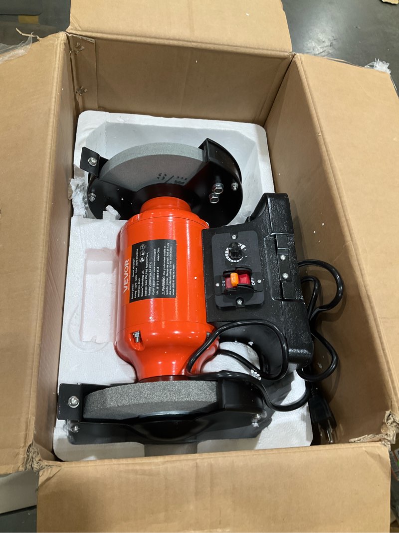 Condition photo showing As Is for vevor bench grinder, 8-inch variable speed bench grinder, 2000-3450rpm table grinders with 550w 5.0a 3/4hp induction motor, 36/60-grit grinding wheel & adjustable eye shield for sharpening grinding 8 inch-550w
