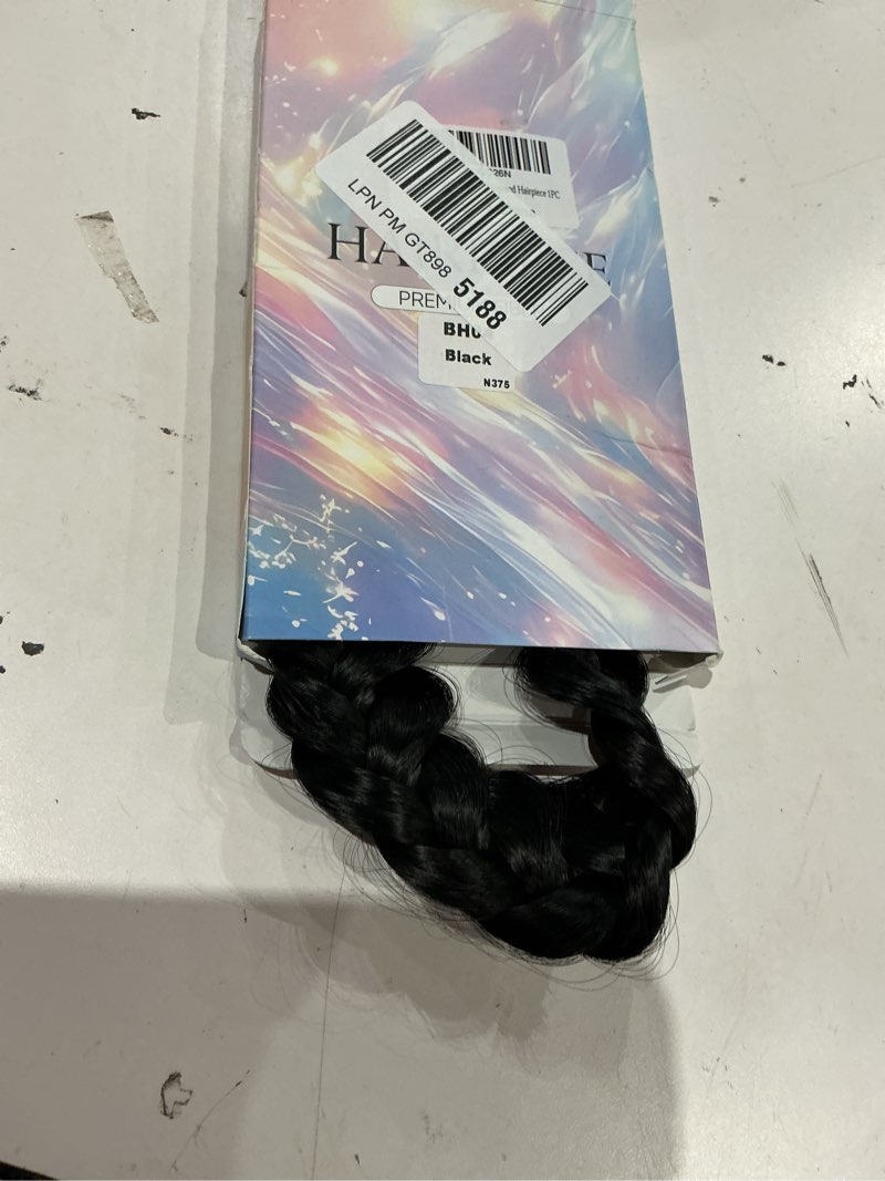 Condition photo showing Good Condition for cjl hair wide elastic braided headbands for women with adjustable strap black synthetic hair head bands handmade braid hairband hairpiece 1pc 1pc-black
