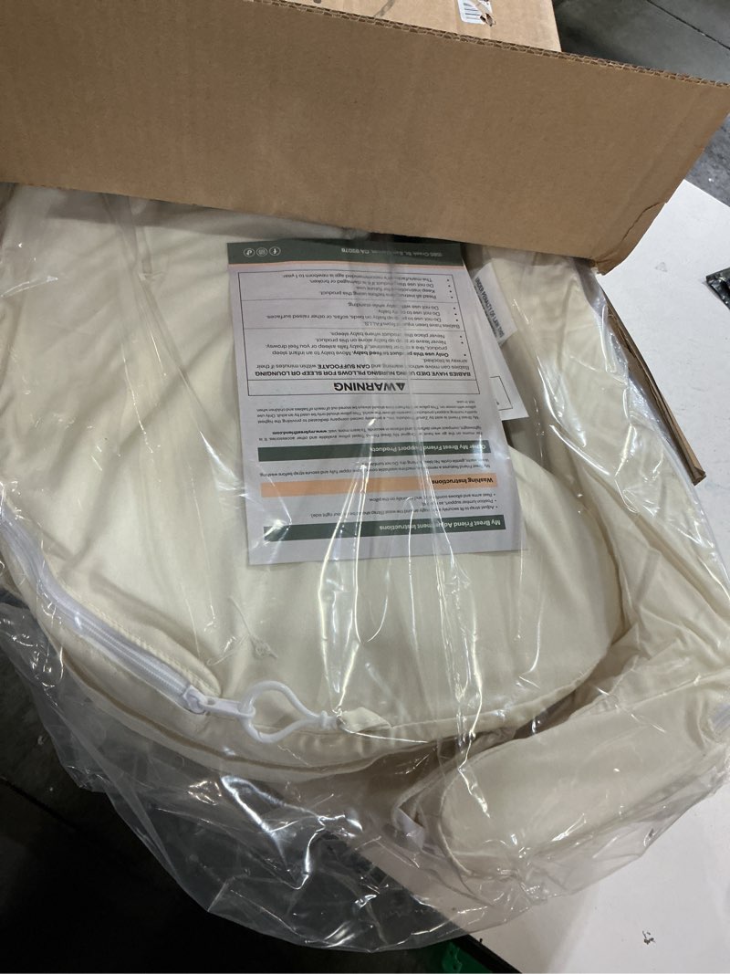 Condition photo showing Good Condition for my brest friend deluxe organic nursing pillow 100% organic cotton slipcover ergonomic breastfeeding pillows supports both mom and baby breastfeeding essentials handy side pocket cream organic cream