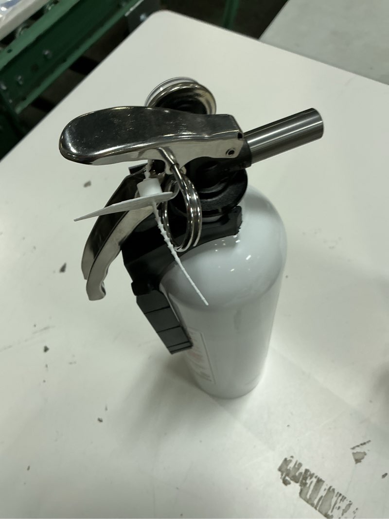Condition photo showing As Is for kidde fire extinguisher for boats, single-use 10bc