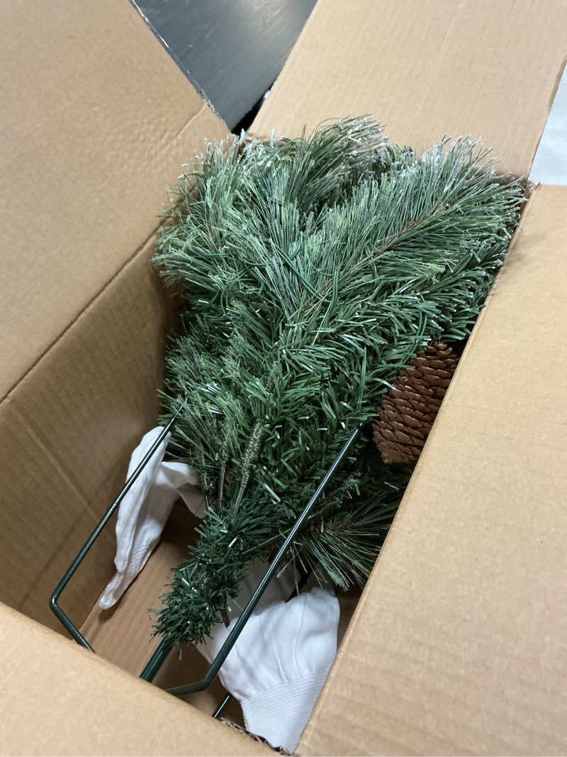 Condition photo showing Good Condition for Prelit Artificial Christmas Tree Urn Fillers, Battery Operated Holiday Planter Filler with 50 Multi-Color Lights, Cones Christmas Decor for Porch Pathway Garden Yard Green & Colored Light 1ft 6in