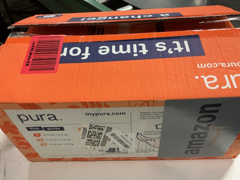 Condition photo showing New/Like New for Pura Hypoallergenic Diapers, Size 1 (4-11lbs), Newborn, Totally Chlorine Free, Wetness Indicator, Suitable for Sensitive Skin, Soft Organic Cotton Comfort, Overnight, 3 Packs of 32 (96 Baby Diapers) Size 1 96