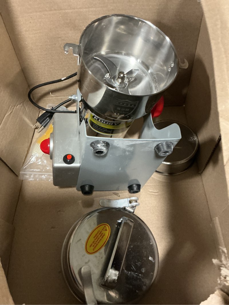 Condition photo showing As Is for 550g Electric Grain Mill Grinder, High Speed 2000W Commercial Spice Grinders, Stainless Steel Pulverizer Powder Machine, for Dry Grains Spices Cereals Coffee Corn Pepper, Straight Type