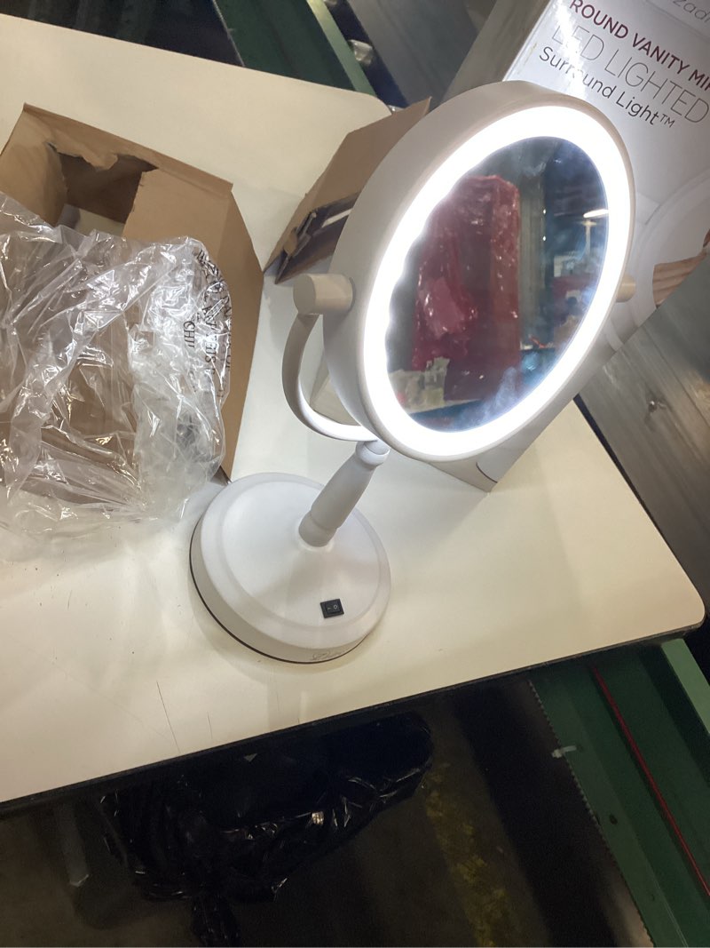 Condition photo showing Good Condition for zadro 5.5 inch round led makeup mirror with lights and magnification 5&10x/1x aa battery operated swivel lighted makeup mirror