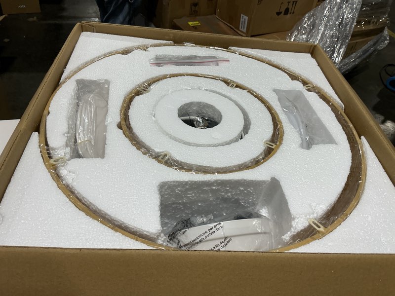 Condition photo showing Good Condition for 22” Bamboo DC Dimmable Ceiling Fan with Light and Remote Control,Boho Wooden Wicker Cage Rattan Bohemian Tropical Caged Wood Flush Mount Fandelier for Kitchen Indoor Bedroom Bamboo color