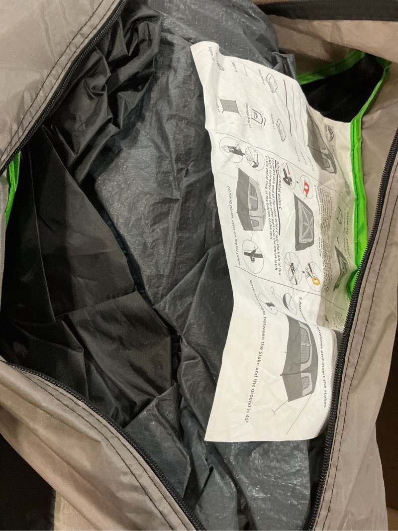 Condition photo showing As Is for happy travel tent 6 person tents for camping, waterproof easy setup camping tent with rainfly, portable large family cabin tent with 5 large mesh windows and carry bag for outdoor camping & hiking black