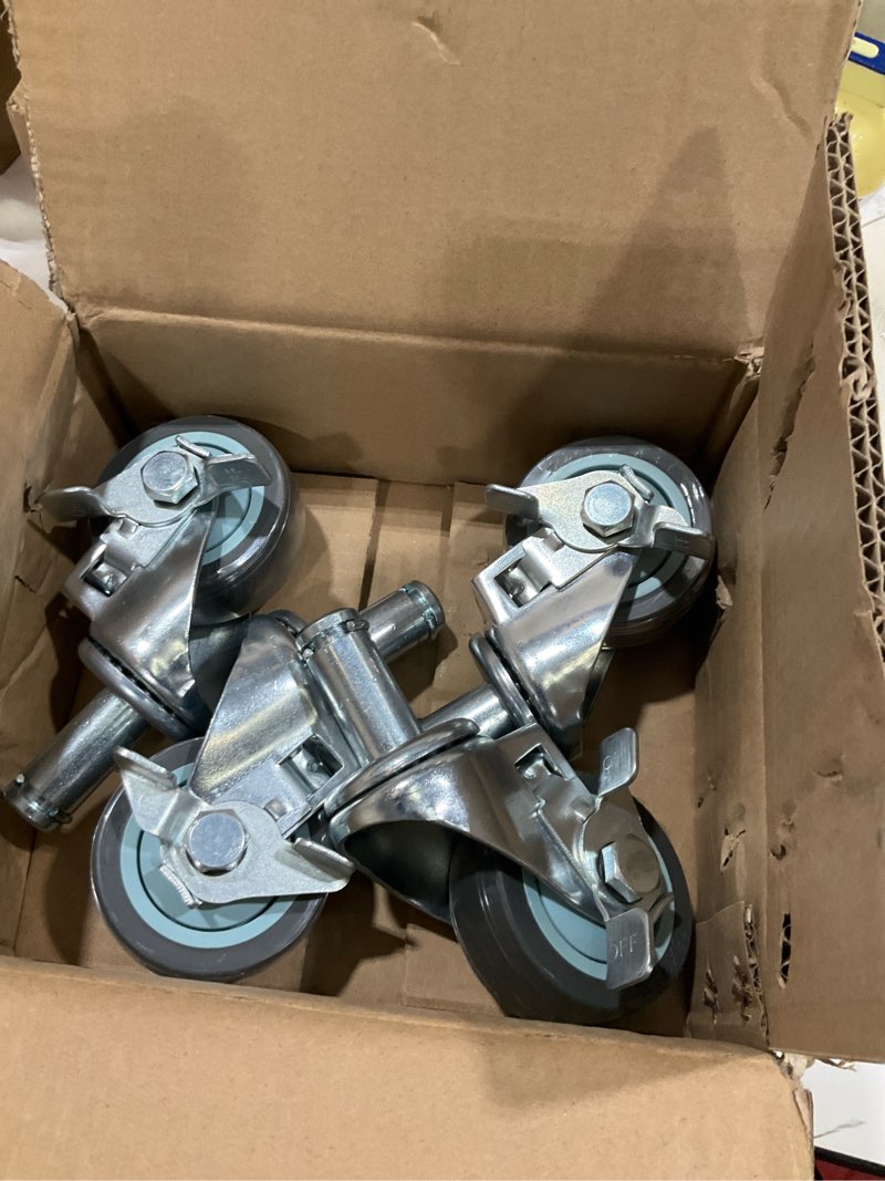 Condition photo showing Good Condition for rilidri 3-inch caster for wire shelving racks, heavy duty scaffolding wheel with brake, set of 4 metro shelving replacement wheels(.864" x 2-3/16") grey(4 brakes) 3 inch