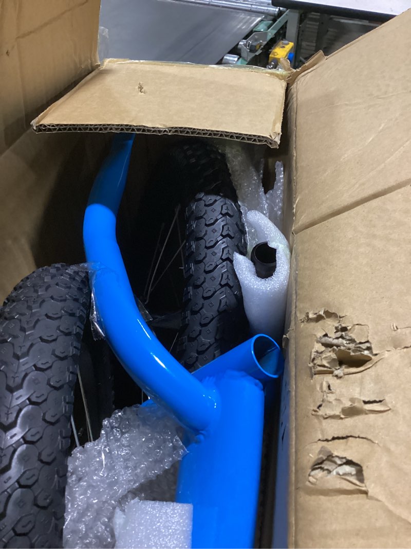 Condition photo showing New/Like New for bicystar 14 inch toddler balance bike for 3-6 year old, real rubber air tires, no pedal kids bike with adjustable seat & handlebar, footrest, gift bike for 3-5 boys girls, blue