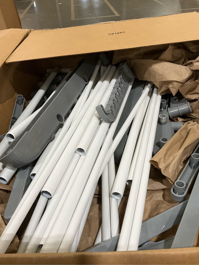 Condition photo showing As Is for SONGMICS Clothes Drying Rack Stand 4-Tier, Foldable Laundry Drying Rack 68.1-Inch Tall, Steel, Rolling Clothes Horses Dryer Rack, Easy to Assemble, Indoor Outdoor Use, White ULLR701W01 4-Tier White + Gray