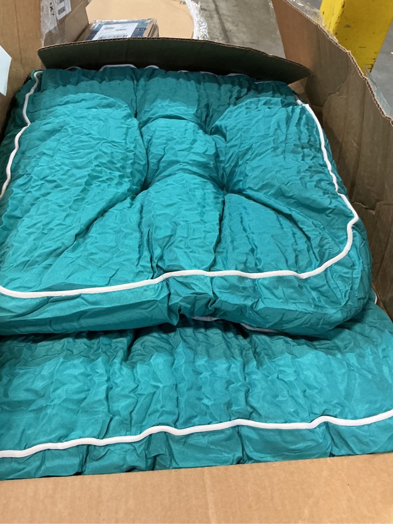 Condition photo showing Good Condition for Outdoor 3 Piece Wicker Chair Cushion Set, 1 Loveseat Wicker Settee Cushion & 2 U-Shape Cushion for Patio Bench All Weather