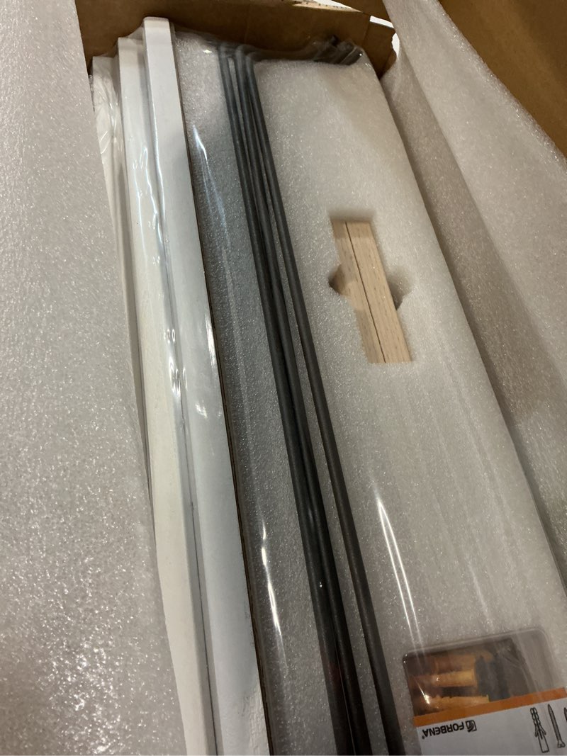 Condition photo showing Good Condition for Forbena Floating Shelves for Wall 24 Inches Long, Modern White Wall Shelving Unit for Bedroom, Wood Hanging Shelf for Kitchen Bathroom Living Room Office Organizers and Storage (White and Grey) White & Grey