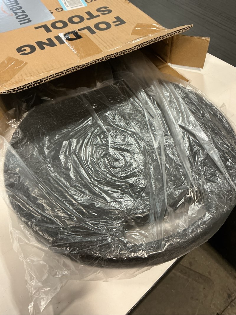 Condition photo showing Good Condition for Folding Stool with Handle, Folding Chair,Folding Bar Stool with Non-Slip Feet,600 lbs Capacity,Indoor and Outdoor Foldable Stool for Adults(13"×11.5"×18") 18-inch Black 18-Inch Set of 1