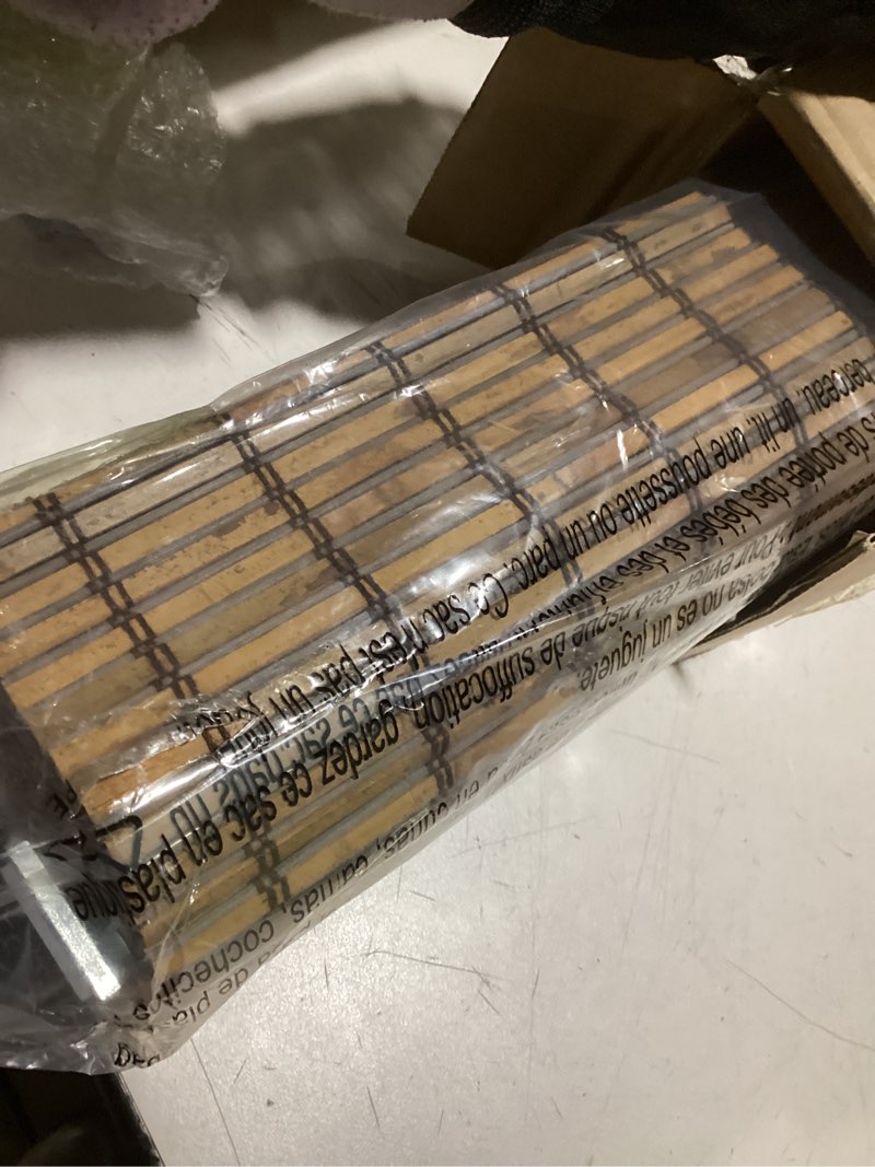 Condition photo showing Good Condition for lazblinds no-drill cordless roman shade - light filtering natural wood, easy install bamboo blind for windows 20" w x 64" h, malay umber malay umber 20"w x 64"h