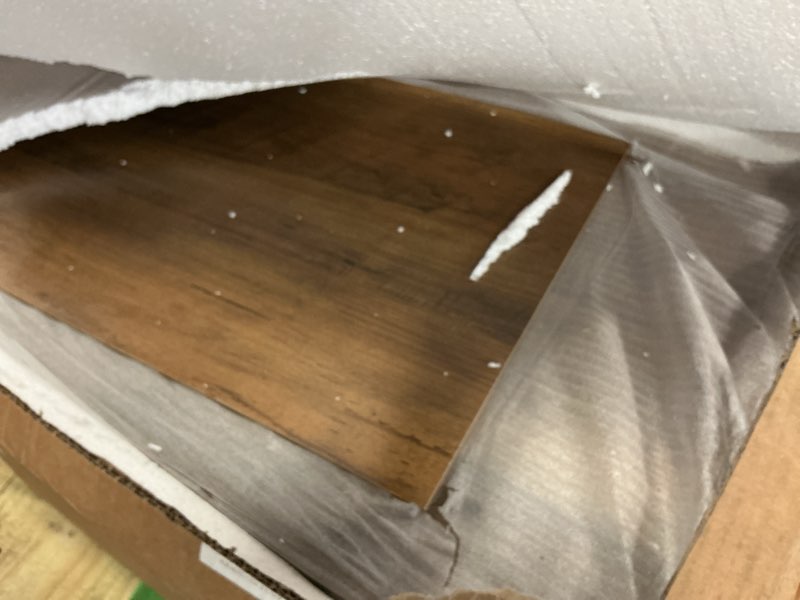 Condition photo showing As Is for tribesigns 63" console table, farmhouse entryway table with h-shaped legs and 2 drawers