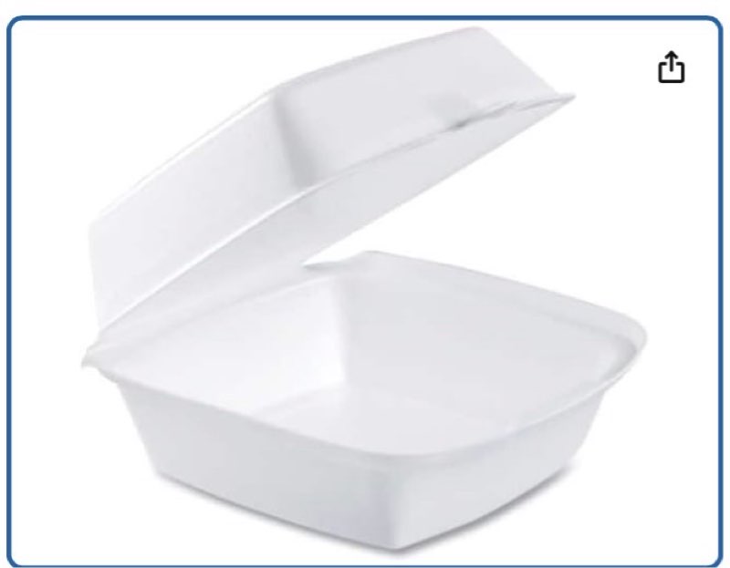 hinged lid 6" foam container (bag of 125)