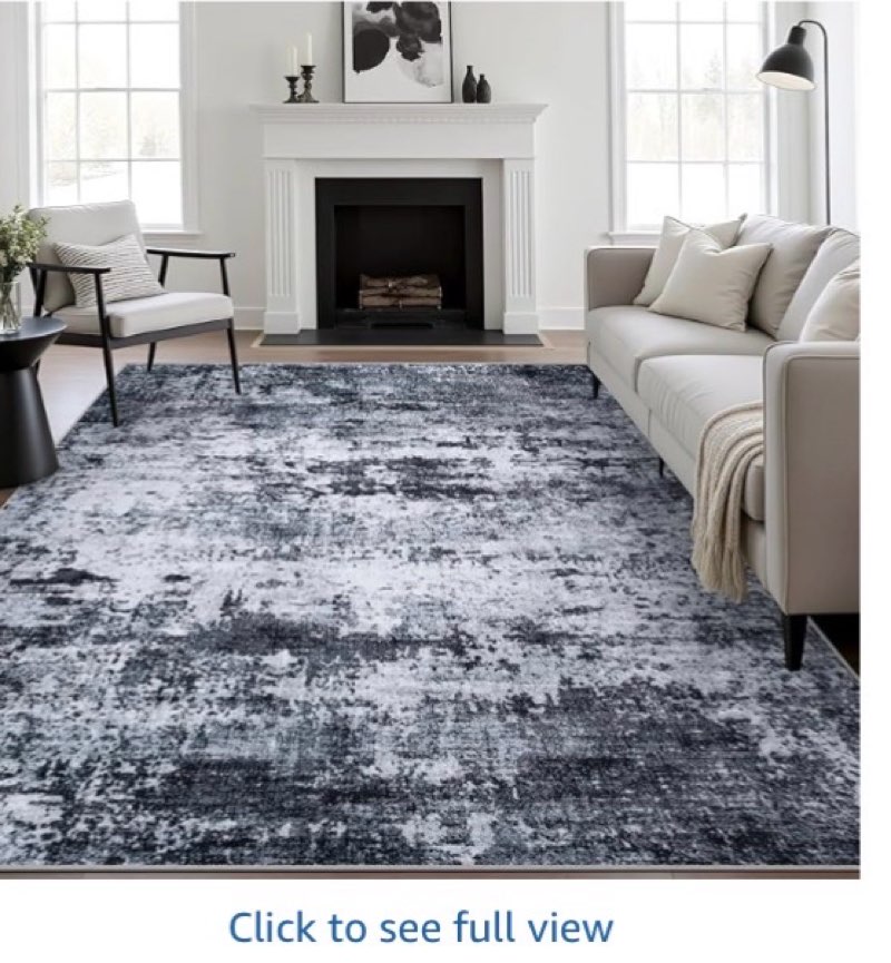 5x7 Area Rug Living Room Rug: Washable Modern Abstract Soft Thin Rug Indoor Floor No Slip Stain Resistant Carpet for Bedroom Dining Room Farmhouse Nursery Home Office - Black