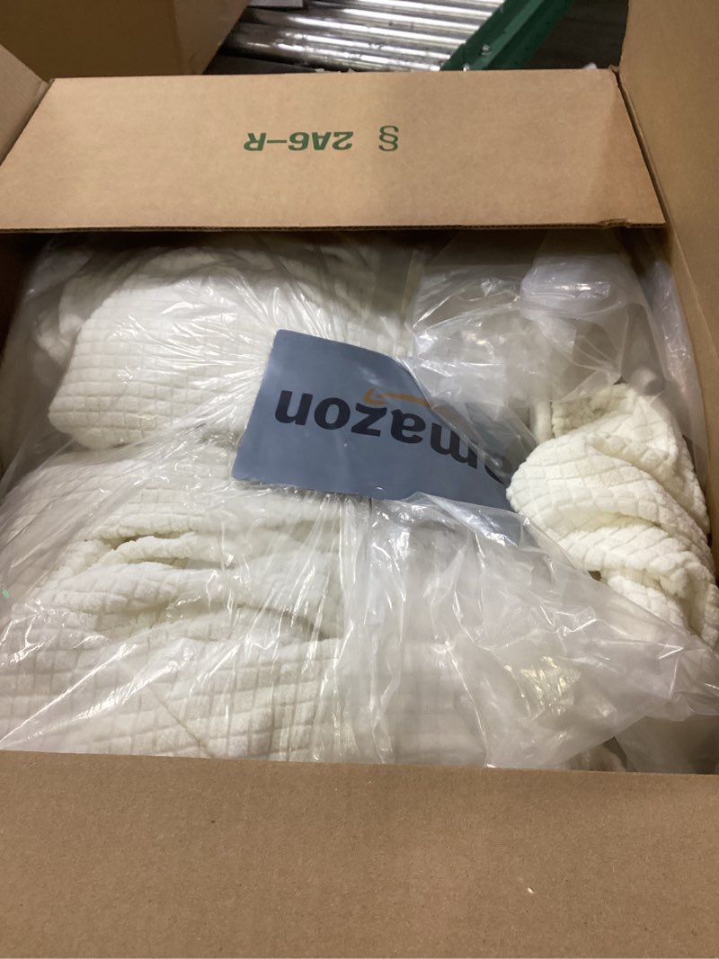 Condition photo showing As Is for Arfntevss Stretch Sectional Couch Covers L Shaped Corner Sectional Sofa Cover Washable Jacquard Soft Fleece U Shape Sofa Slipcovers Anti Slip Furniture Protector for Dogs Pets (Large, Cream) Large Cream