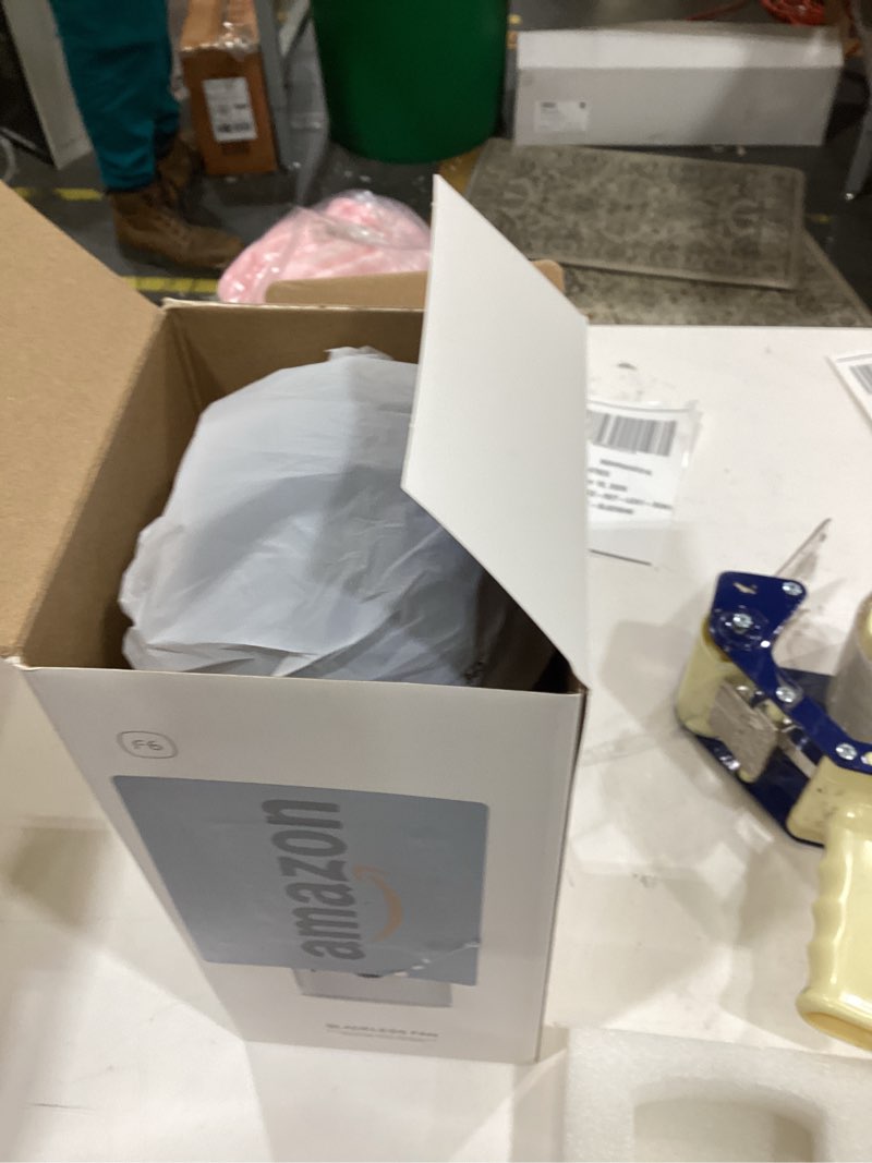 Condition photo showing New/Like New for Desk Fan Bladeless, 11.8 Inch Office Fan Small, Quiet, 3 Speed Adjustment, Touch Control, Easy to Clean, Desk Fans Small Quiet, Ideal for Office, Living Room, Bedroom Gray/Dark Red