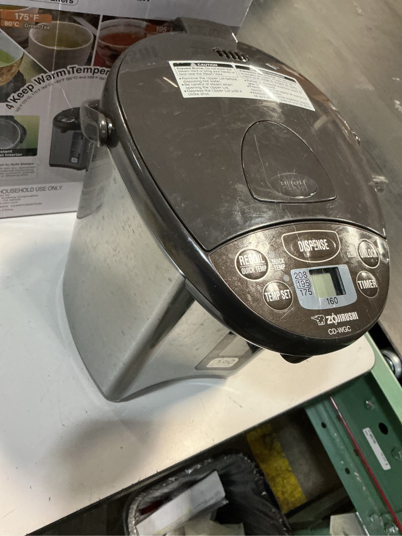 Condition photo showing As Is for Zojirushi CD-WGC30TS Micom Water Boiler & Warmer 3.0 Liter, Silver Dark Brown, PFAS-free & BPA-free 3.2 Quarts Silver Dark Brown