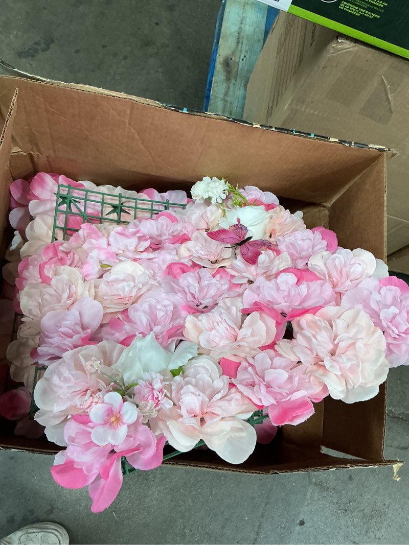Condition photo showing Good Condition for Pink and white flower wall panels 