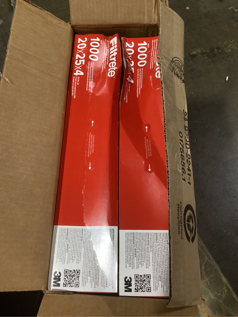 Condition photo showing Good Condition for Filtrete 20x25x4 AC Furnace Air Filter, MPR 1000, MERV 11, Fits Honeywell & AprilAire Space-Gard, Allergen Defense, Electrostatic Air Cleaning Filter, 2-Pack (actual size 19.88 x 24.63 x 4.31)