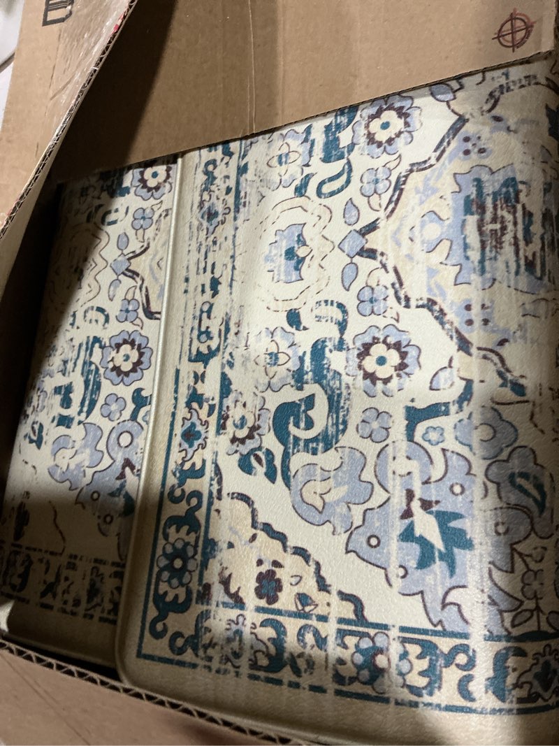 Condition photo showing As Is for ileading anti fatigue kitchen rugs sets of 2 cushioned kitchen mats for floor waterproof kitchen mat set non slip comfort standing mat for kitchen, office, sink, laundry blue 17"x47"+17"x28"-0.4"