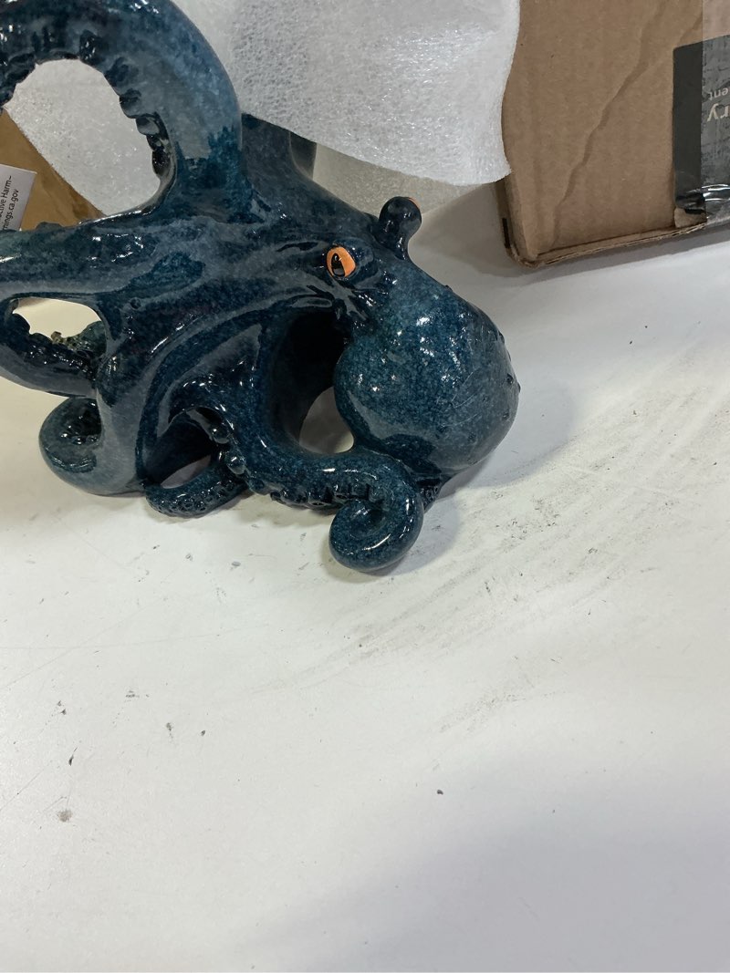 Condition photo showing Good Condition for Octopus - 8 1/4" Wide Wine Bottle Holder Wine Rest Home Decor Unique Size Statue Sculpture Figurine Miniature Decor Table Garden Modern Design Artistic Charm Timeless Appeal