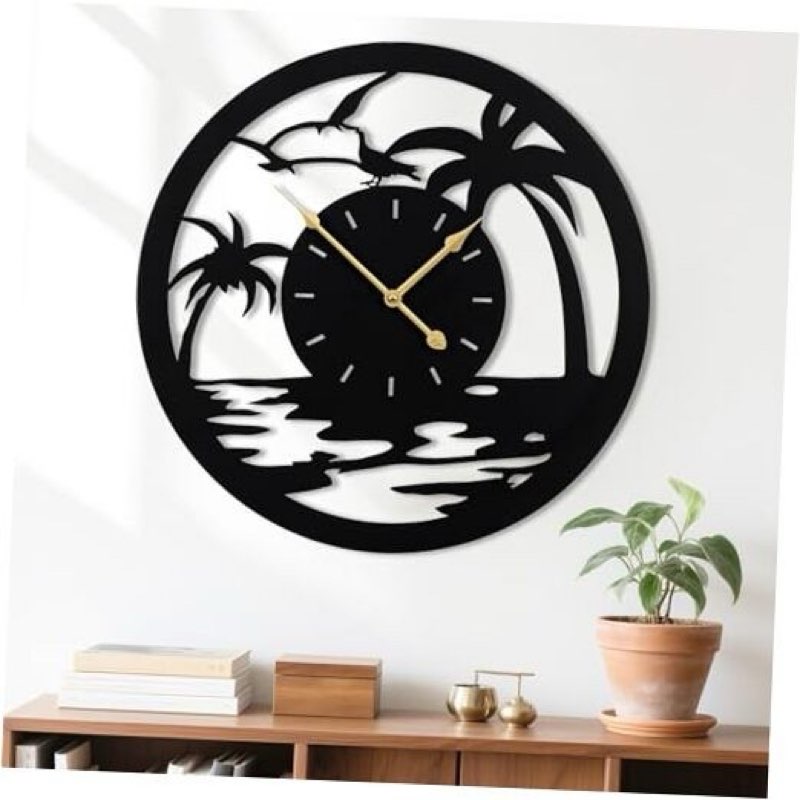 feedback   /60cm large wall clocks battery powered no ticking silent 24inches palm trees
