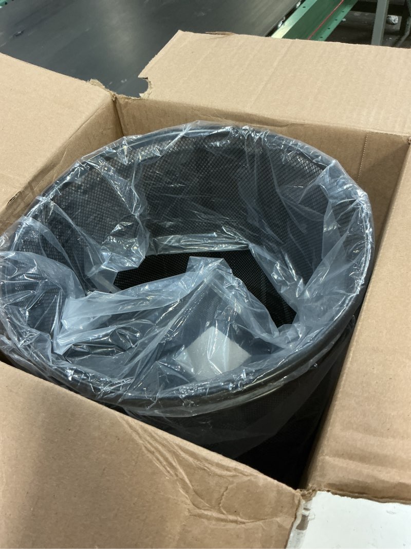 Condition photo showing Good Condition for seville classics 2-pack steel mesh round trashcan wastebasket for trash or recycle in the home, office, or garage, black, 6 gallon black 6 gallon