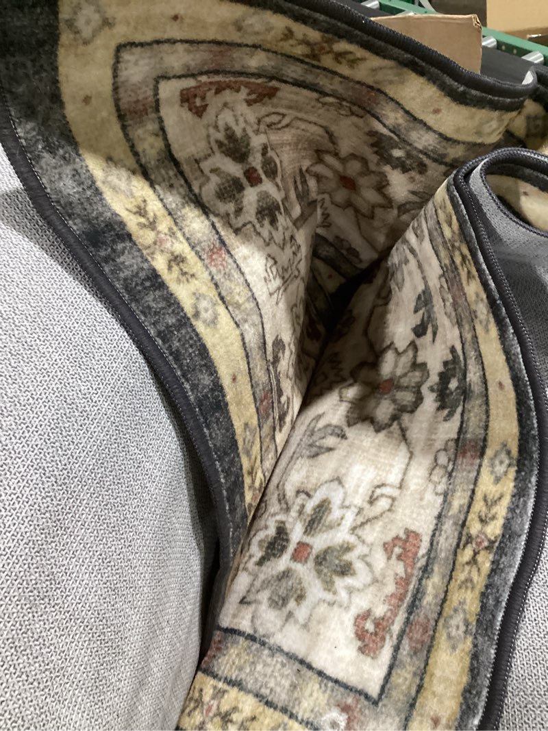 Condition photo showing Good Condition for Similar to RUGSURE Washable Area Rugs - Perfect for Living Room, Bedroom, Kids Room, Nursery - Stain & Water Resistant Non-Slip, Pet & Child Friendly, Vintage Tribal Area Rugs (Turmeric and Grey, 3' x 5 ')