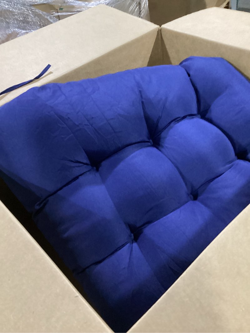Condition photo showing Good Condition for rocking chair cushion - chenille fabric, high-density sponge, durable comfort non-slip bottom tufted seat pads with ties, chenille?dark blue, 44x19x4 inch chenille?deep blue 44x19x4 inch