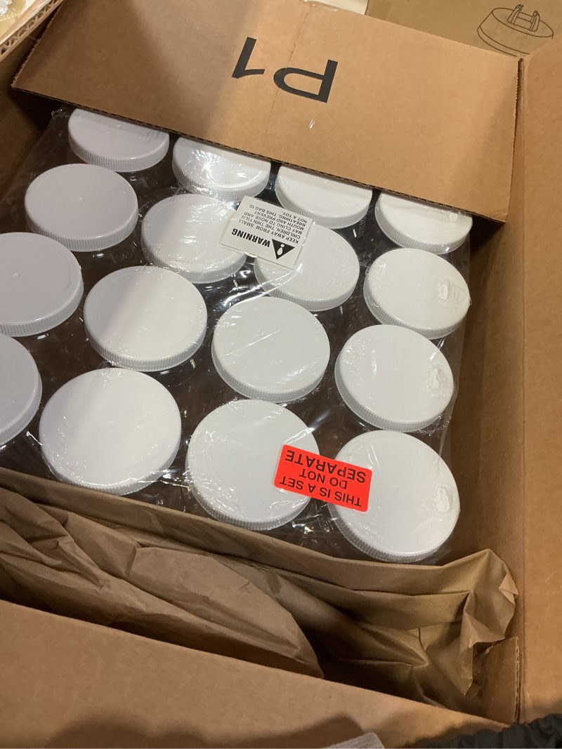 Condition photo showing New/Like New for Smart Solutions Clear Plastic Mason Jars (18 oz 24 pack) | With Screw-On Airtight Lids | Refillable | No BPA | Perfect for Crafts, Herbs, Slime, Food & Liquids | Made in USA