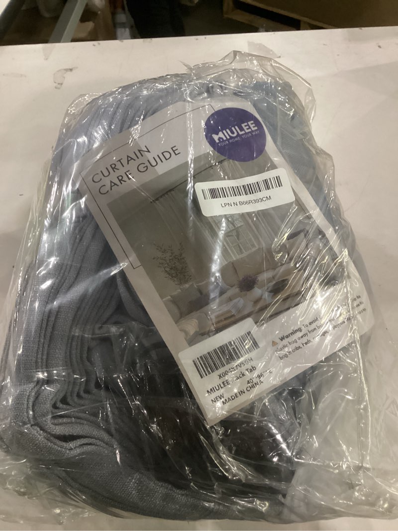 Condition photo showing As Is for miulee pinch pleated thick linen curtains 96 inches long 2 panels for living room bedroom, memory trained pleat drapes light filtering light blue semi sheer window curtains hooks rings back tab 40"w x 96"l (pack of 2) chambray blue