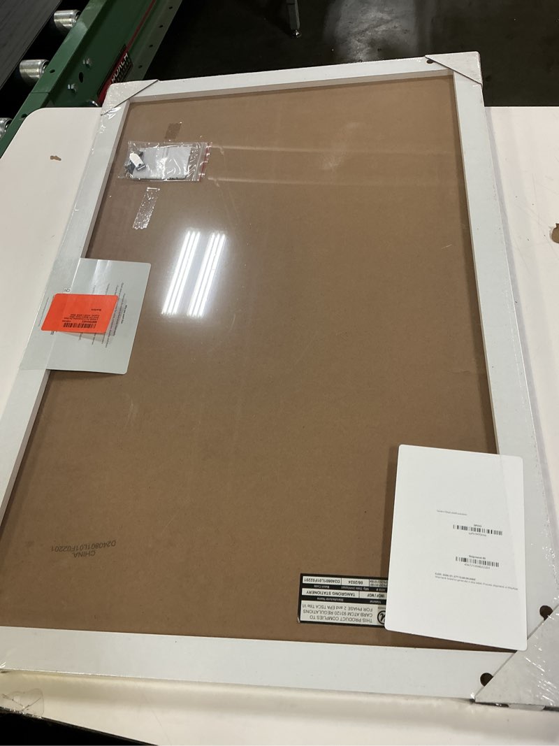 Condition photo showing New/Like New for U Brands Magnetic Dry Erase Board White Board, 30" x 20", Modern White Wood Style Pin-It Frame, Includes Marker and Magnet