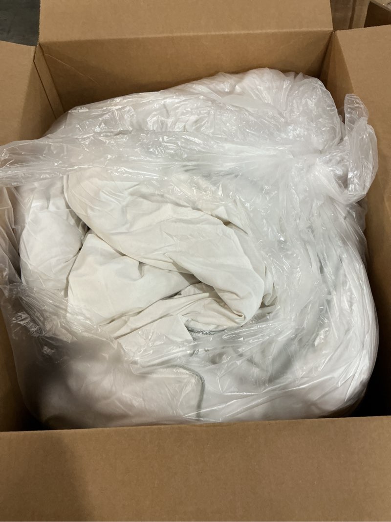 Condition photo showing As Is for DWR Luxury Down Feather Fibers Comforter Full/Queen, Hotel-Style Fluffy Duvet Insert, Ultra-Soft Cotton Blend Fabric, High Fill Power 46oz Medium Weight for All Season(90x90, White) Queen White/Medium-weight