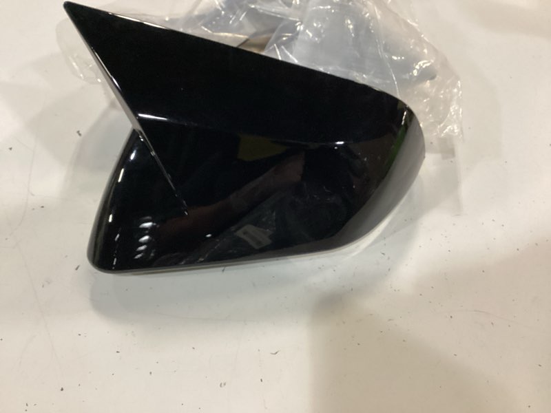Condition photo showing As Is for side rear view mirror cover for 2015-2025 ford mustang gt/gt premium/ecoboost/ecoboost premium - muxee bright black turn signal housing cover accessories(with mirror turn signal cutout) bright black ford mustang with mirror turn signal cutout