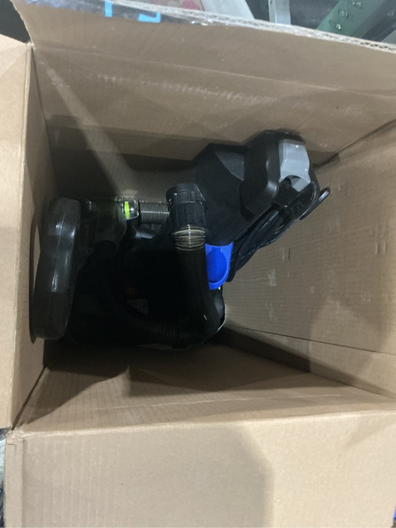 Condition photo showing As Is for bissell cleanview swivel vacuum with triple action brush roll, swivel steering, extension wand, easy-empty dirt tank, multi-cyclonic suction system, new 2024 model royal blue